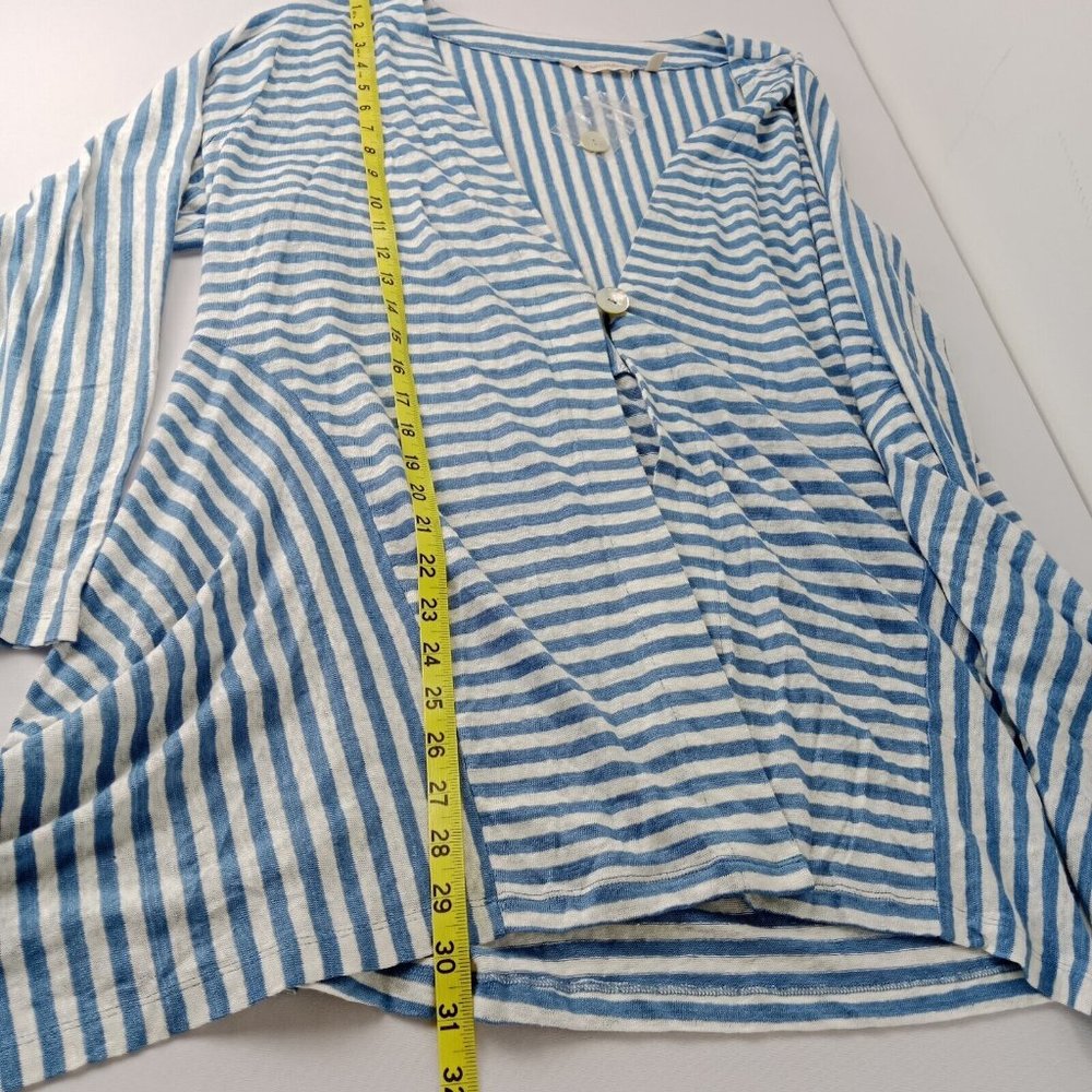 Soft Surroundings Linen Cardigan Blue Stripe V Neck Women Plus‎ Sz 1X NEW! - Picture 10 of 10